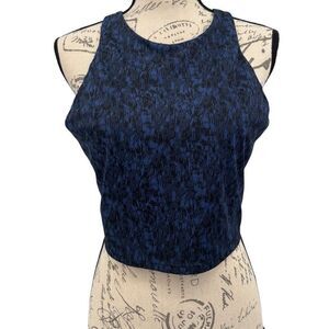 Athleta Conscious Crop Bikini‎ Swimsuit Top Blue Women's A-C Cup Size XL